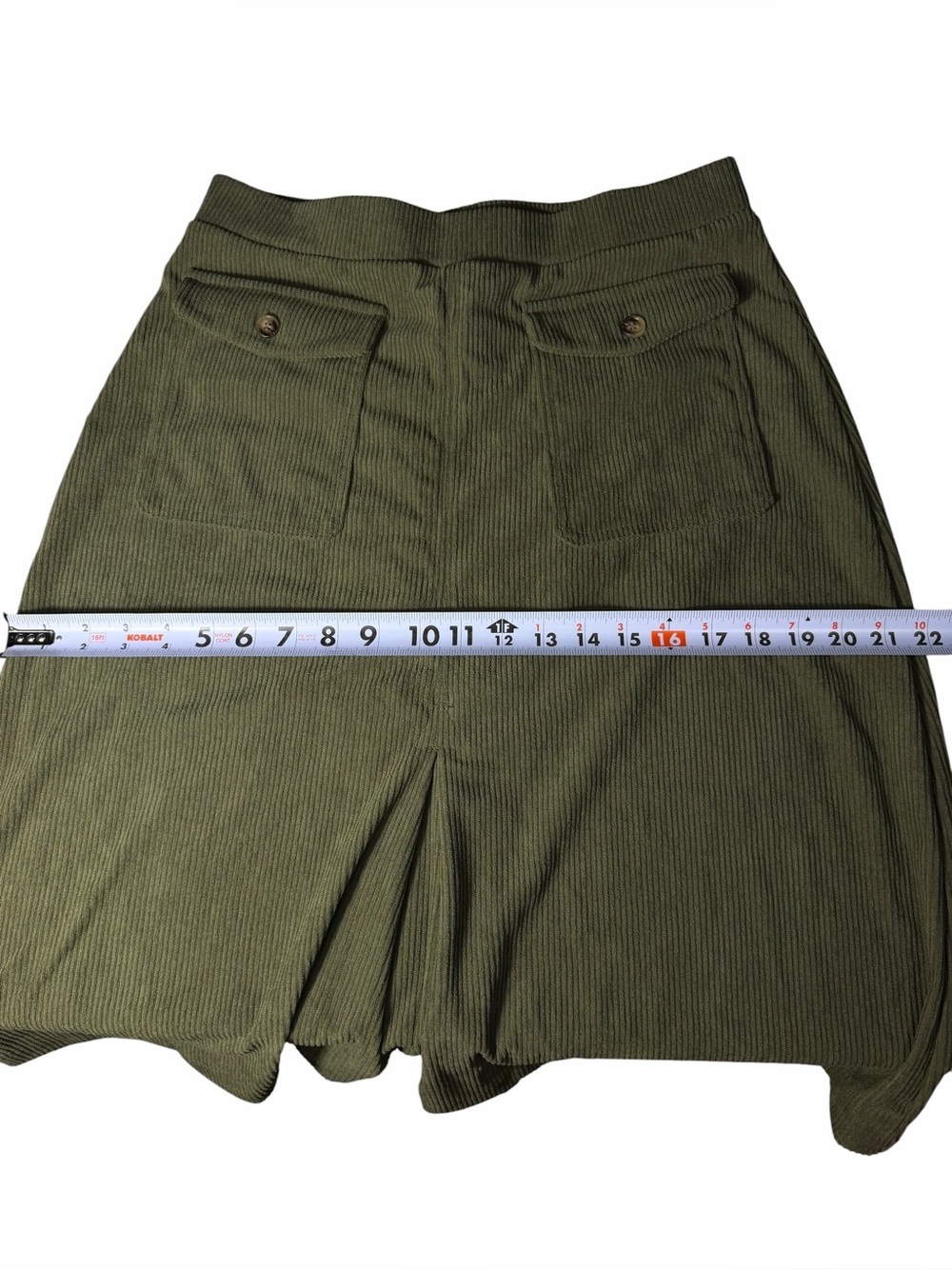 Halara High Waisted A-line Corduroy Midi Skirt Pockets medium (8/10) green NEW - Picture 8 of 12